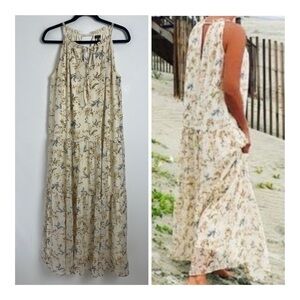 DREW Anthropologie Medium Naomi Vintage Floral Tiered Halter Neck Maxi Dress